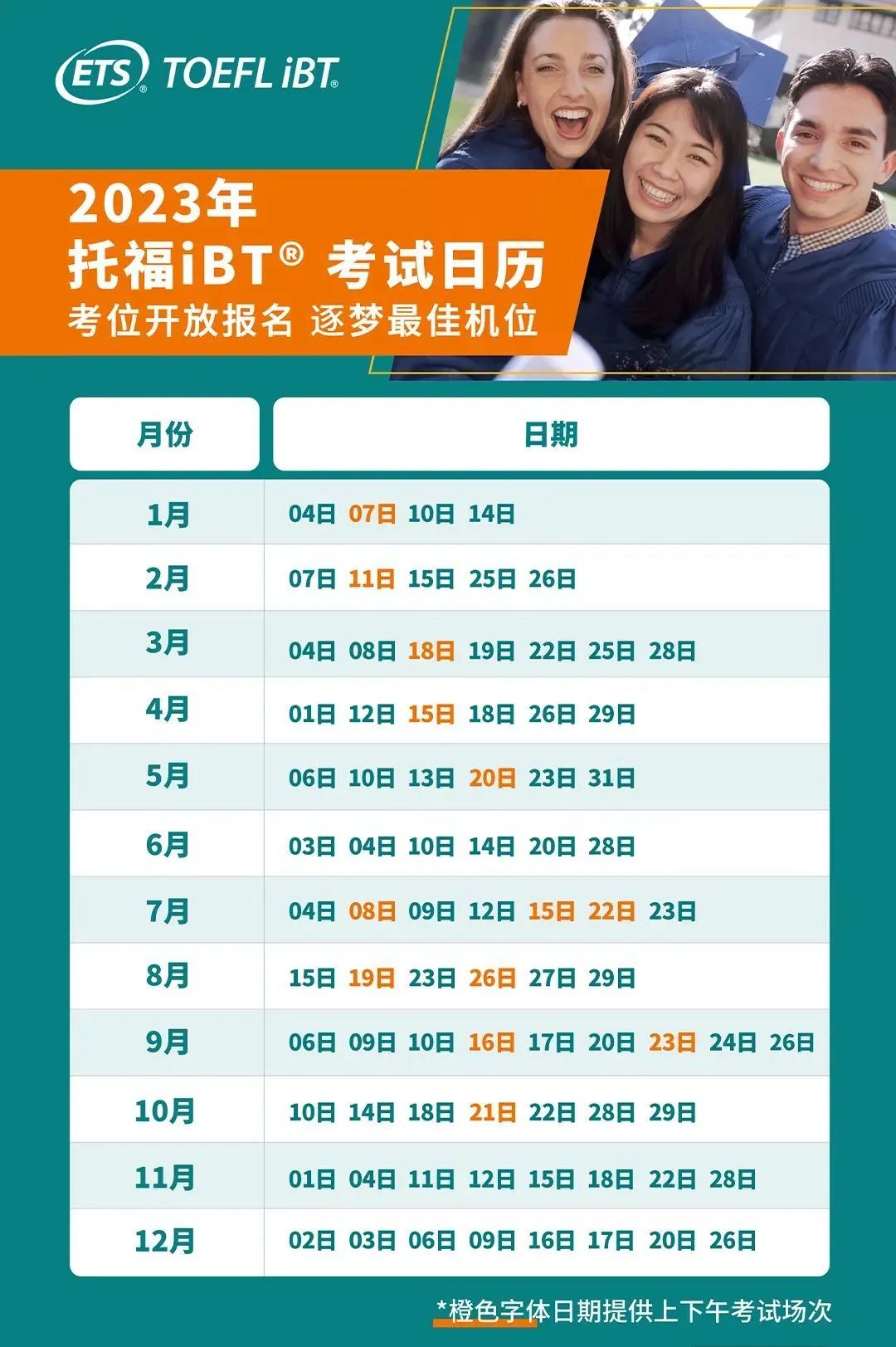 2023年托?？荚嚂r(shí)間表詳情